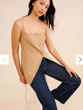 Mare Mare Anthropologie Beige Tailored Vest Top Quiet Luxury Old Money Size S